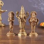 Brass Tirupati Balaji, Garuda & Hanuman Trio 5.5" | Divine Idols Set | Blessings, Protection & Devotion | Handcrafted Spiritual Ambiance | Home Temple Decor